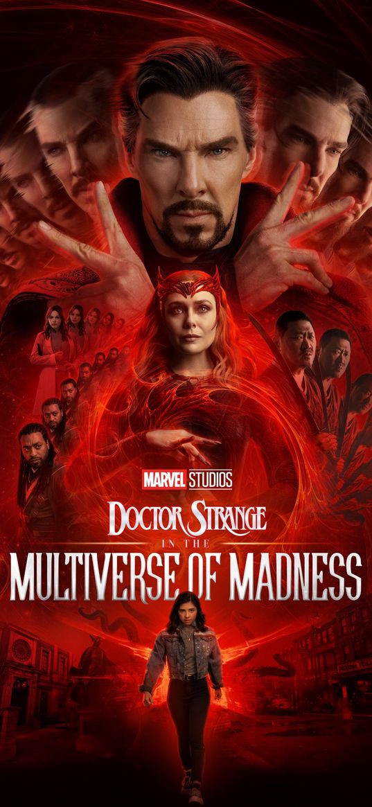 doctor strange, marvel, wanda, cover, poster, red