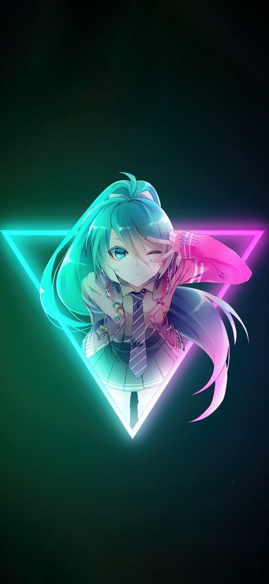 hatsune miku, anime, girl, art, skirt, character, neon