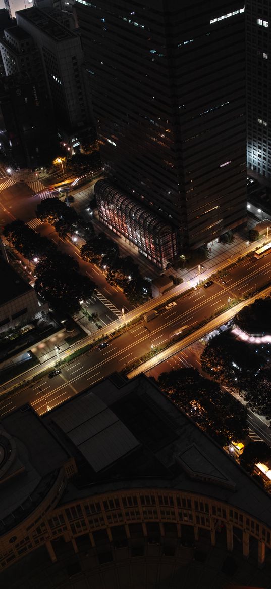 houses, buildings, lights, road, streets, city