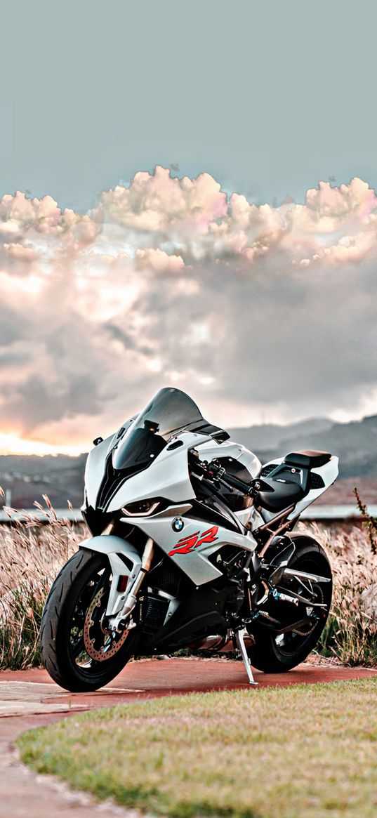 motorcycle, bike, bmw, sky, clouds