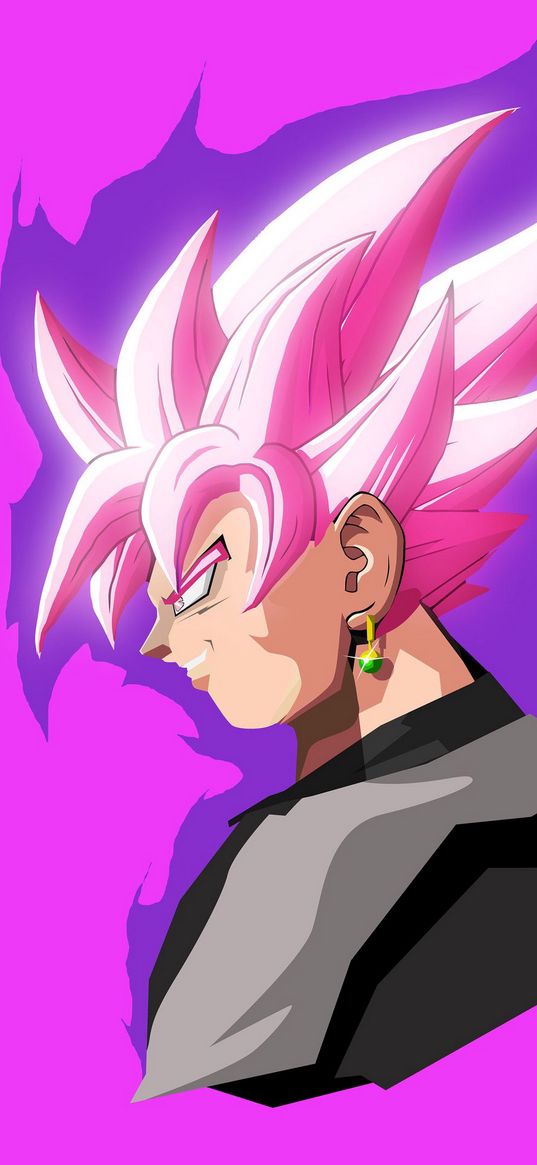 dragon ball, goku black, anime, character, pink hair