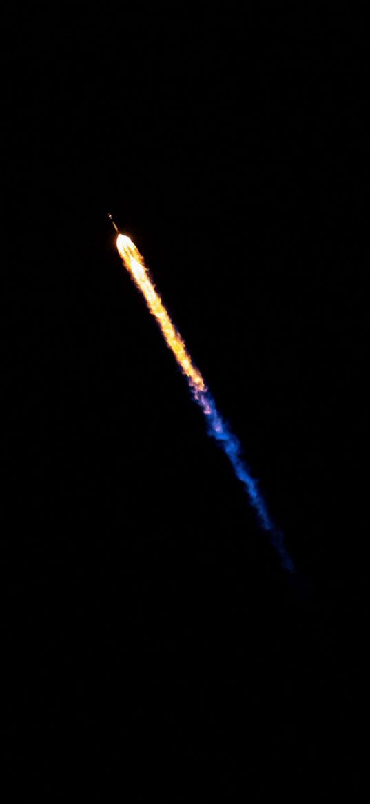 rocket, takeoff, flame, fire, black background