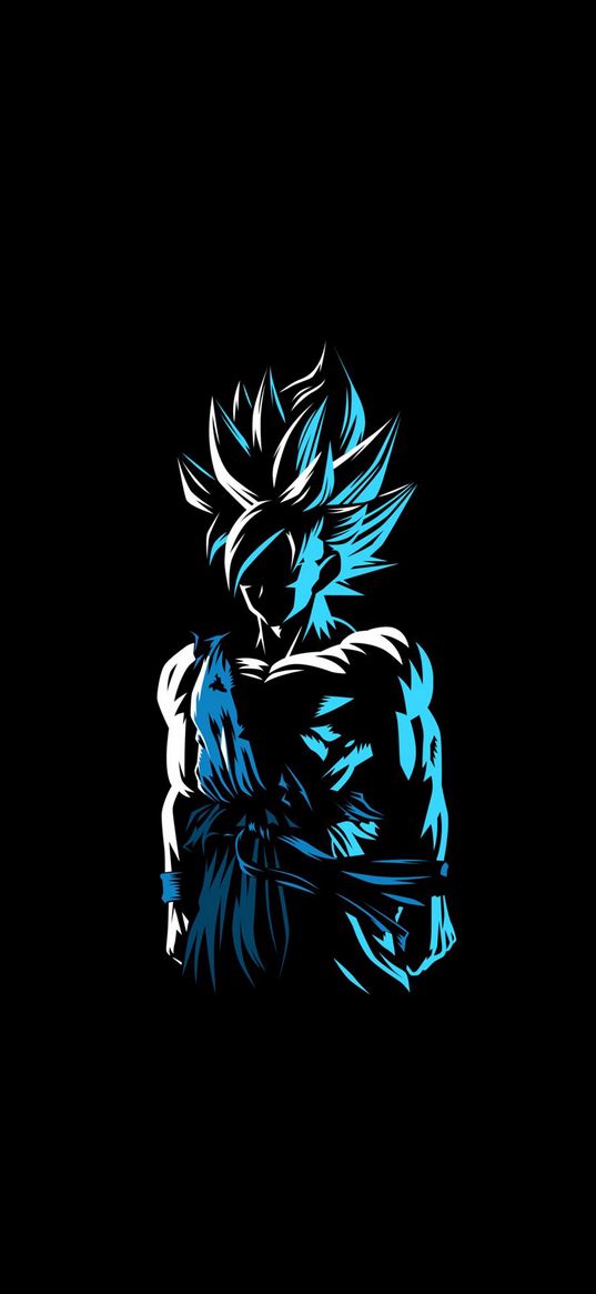 son goku, dragon ball, anime, silhouette, black background, art