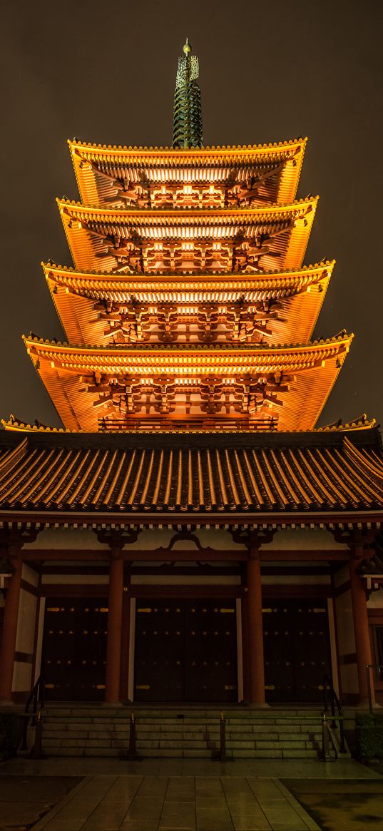 pagoda, roof, glow, japan