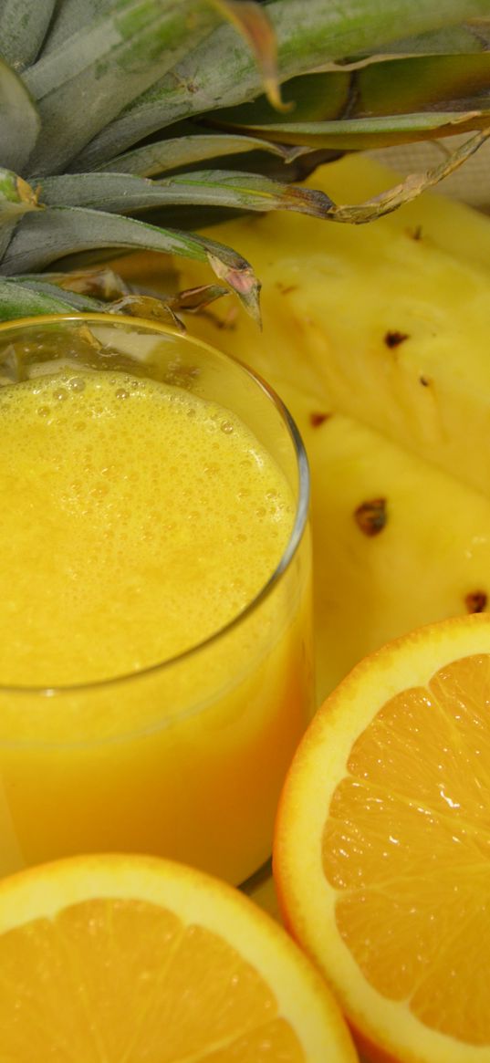 juice, glass, orange, slices, fruits, food, yellow