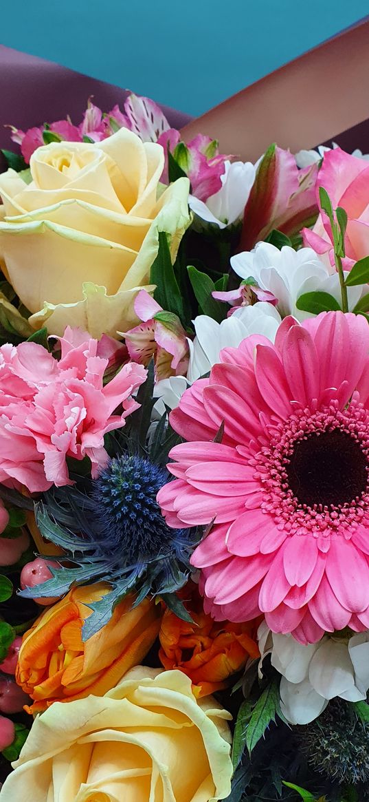 flowers, bouquet, rose, chrysanthemum