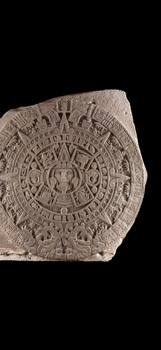 sun stone, aztecs, mexico, monument, stone, black background