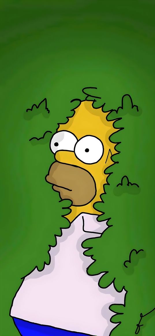 homer simpson, the simpsons, cartoon, man, bushes, art