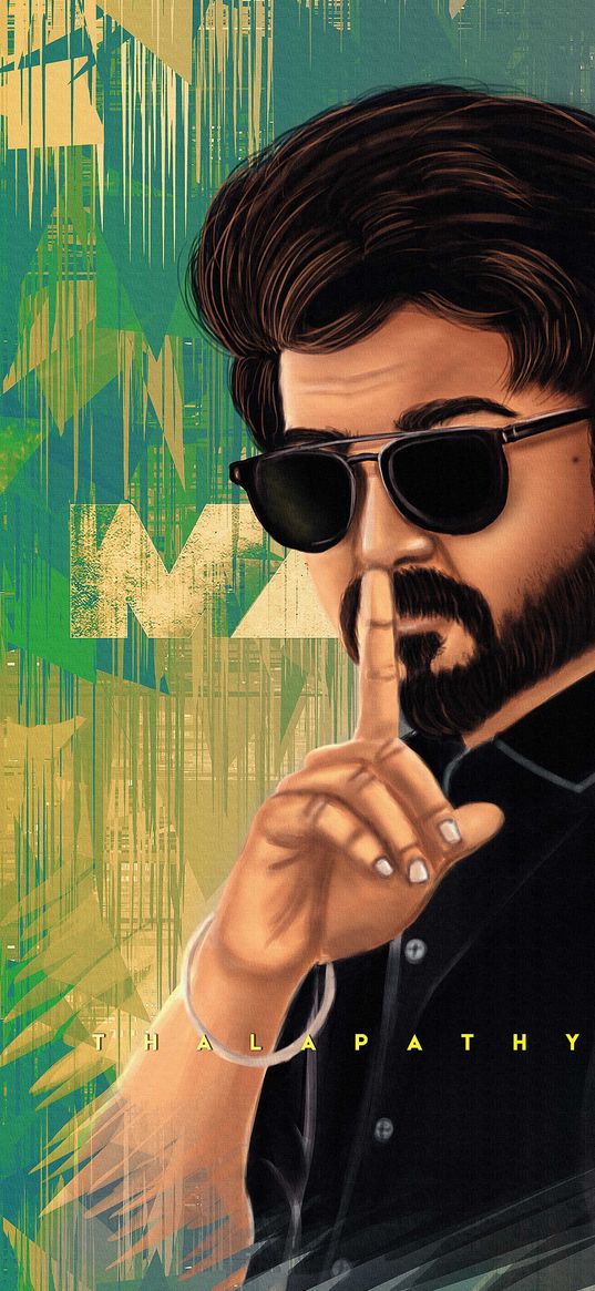 vijay, actor, glasses, green background