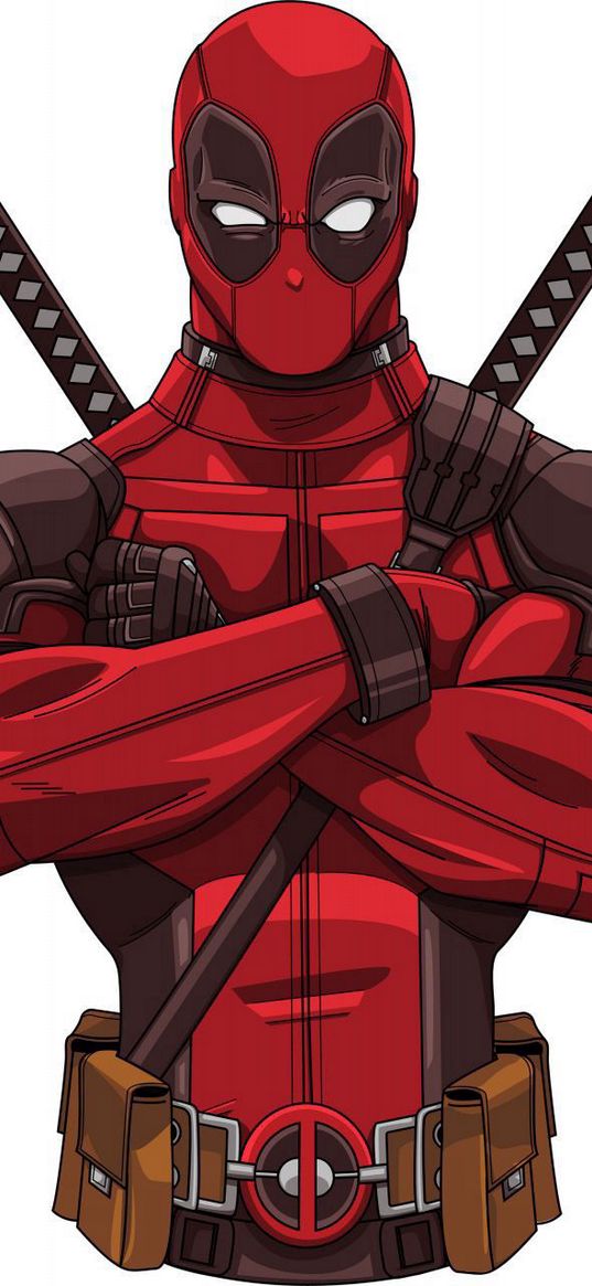 deadpool, superhero, marvel, katanas, white background, art