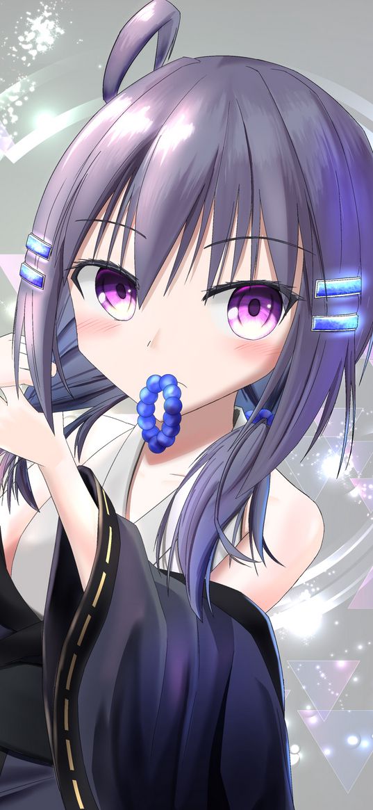 girl, hairpins, glow, anime