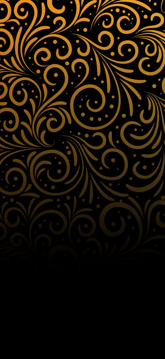 monograms, abstraction, yellow, gold, black background