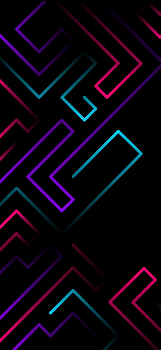 lines, geometry, pink, purple, blue, black background