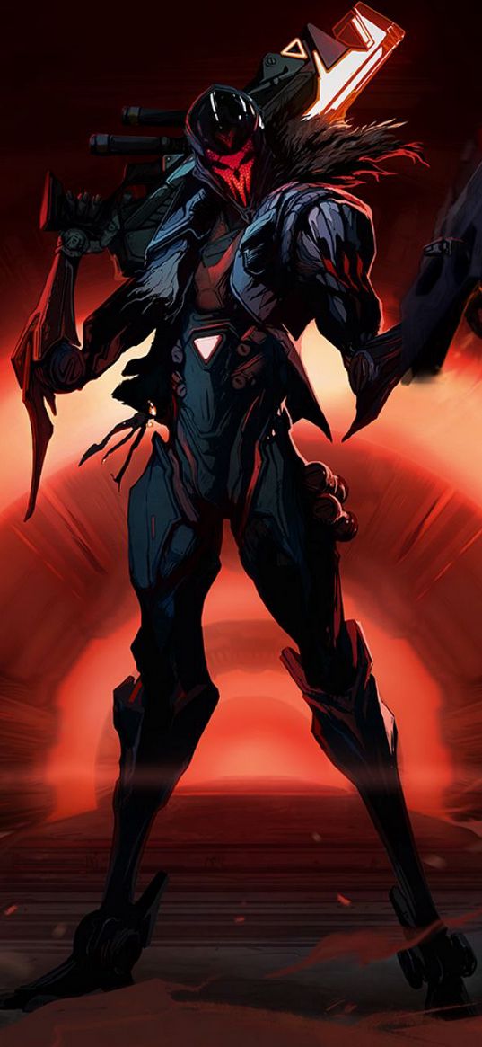 jhin, project jhin, league of legends, game, lol, skin, cyborg, exoskeleton, weapon, black, red, art