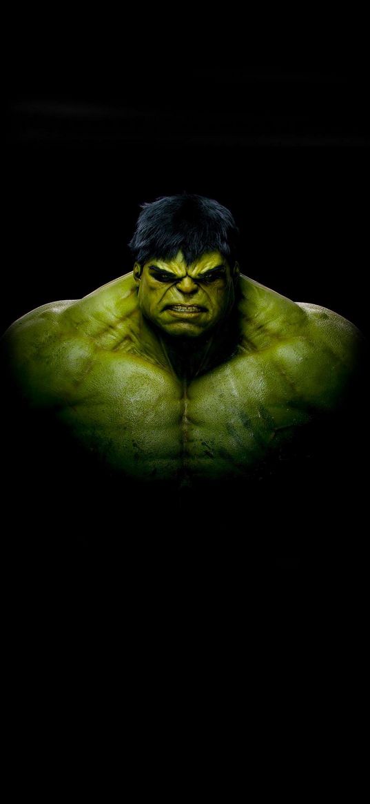 hulk, superhero, avengers, marvel, monster, muscles, green, black background, art