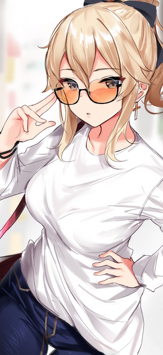 jean, genshin impact, girl, anime, games, art, glasses