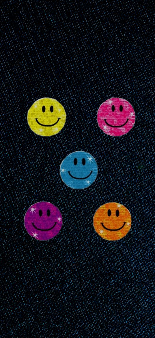 smiley, blue, denim, sticker, colourful