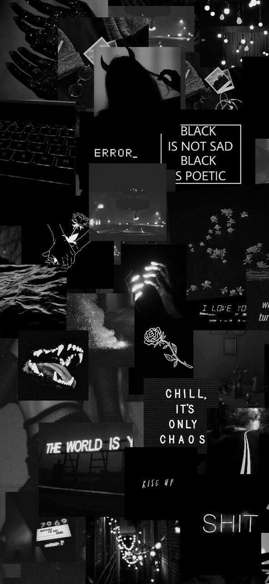 collage, dark, black and white, aesthetics