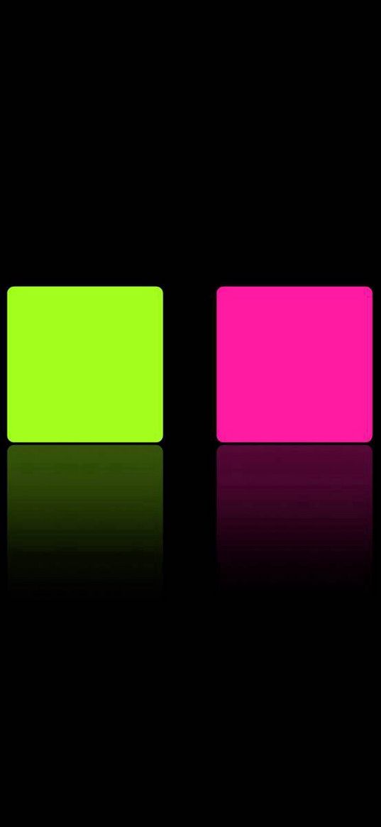 blue, pink, orange, green, square