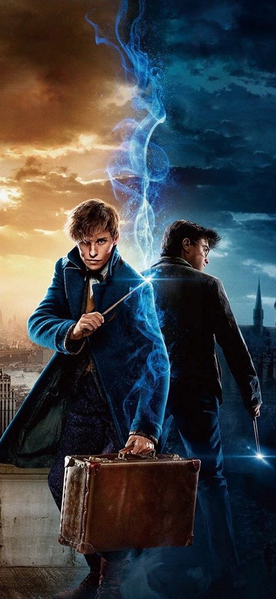 newt scamander, harry potter, wizards, suitcase, magic, poster