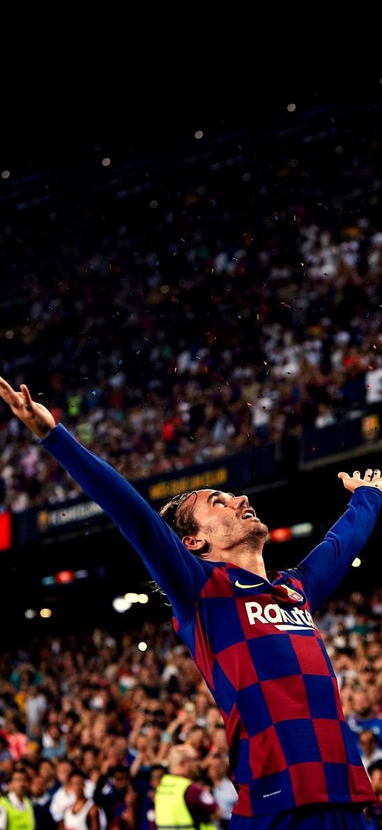 antoine griezmann, soccer player, soccer, barcelona, emotions, stadium