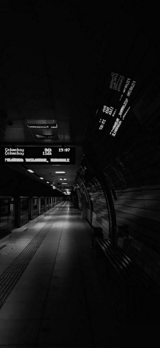 metro, station, scoreboard, black, white