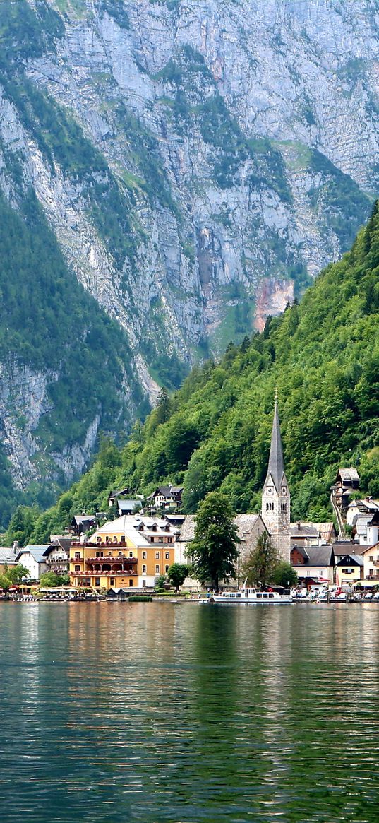 hallstatt, lake, nature, austria, houses