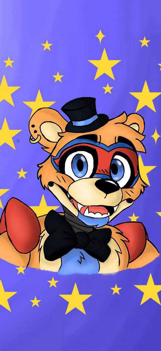 freddy, five nights at freddy's, fnaf, game, bear, stars, art