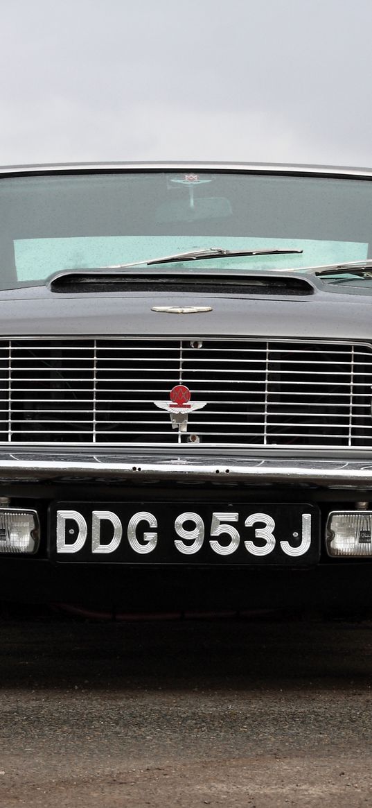 aston martin dbs, v8, 1969, gray, front view, retro, auto