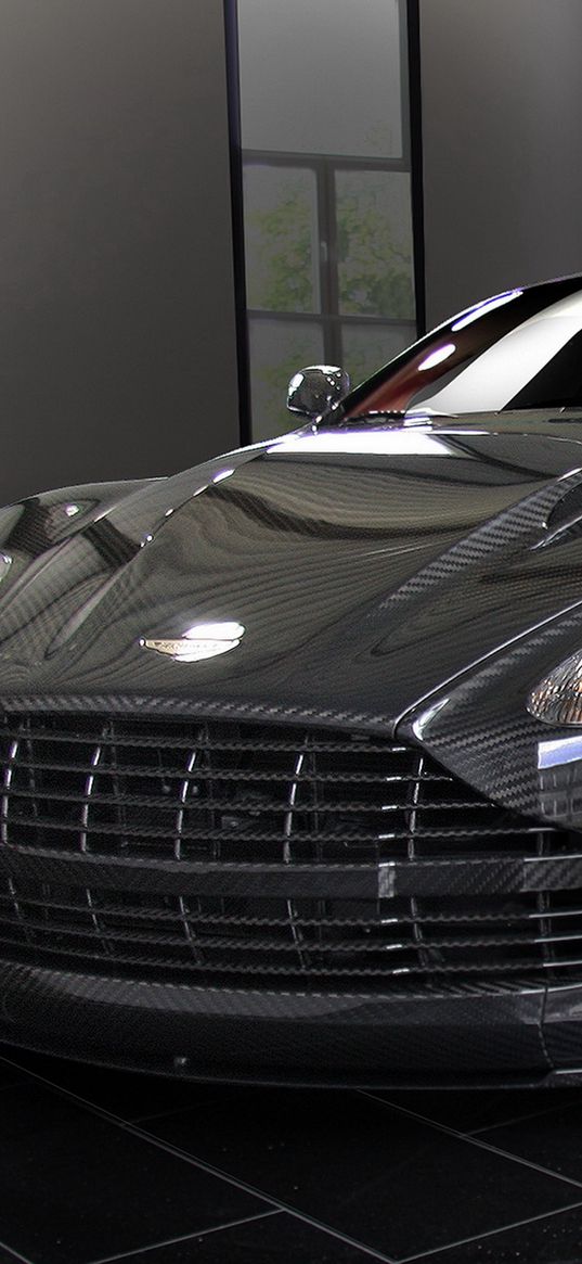 mansory, aston martin, dbs, 2009, black, front view, style, reflection