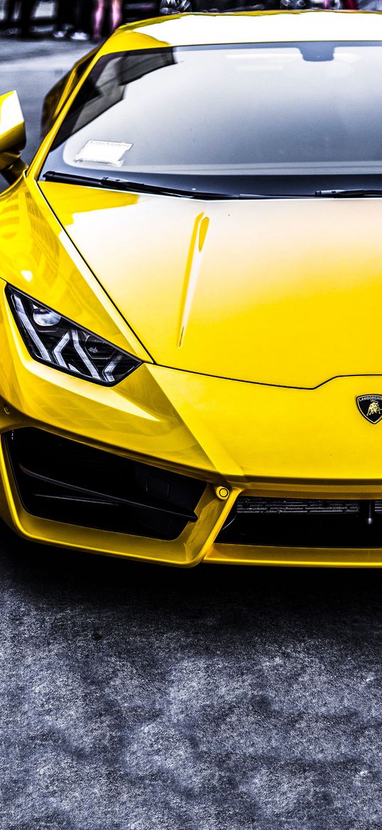 lamborghini, car, yellow, headlight