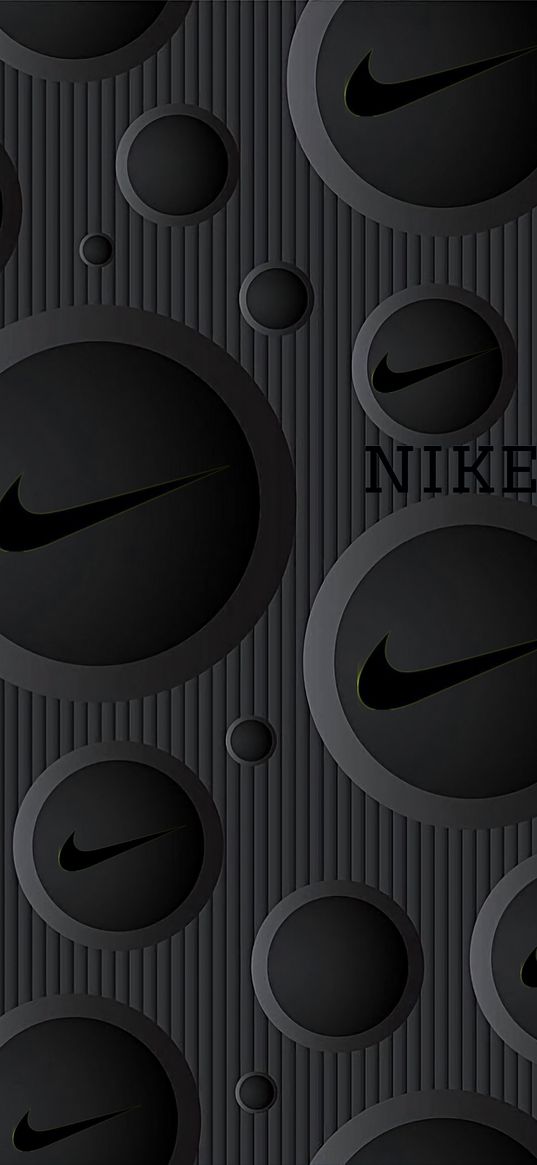 nike, logo, lettering, badge, gray, circles, stripes