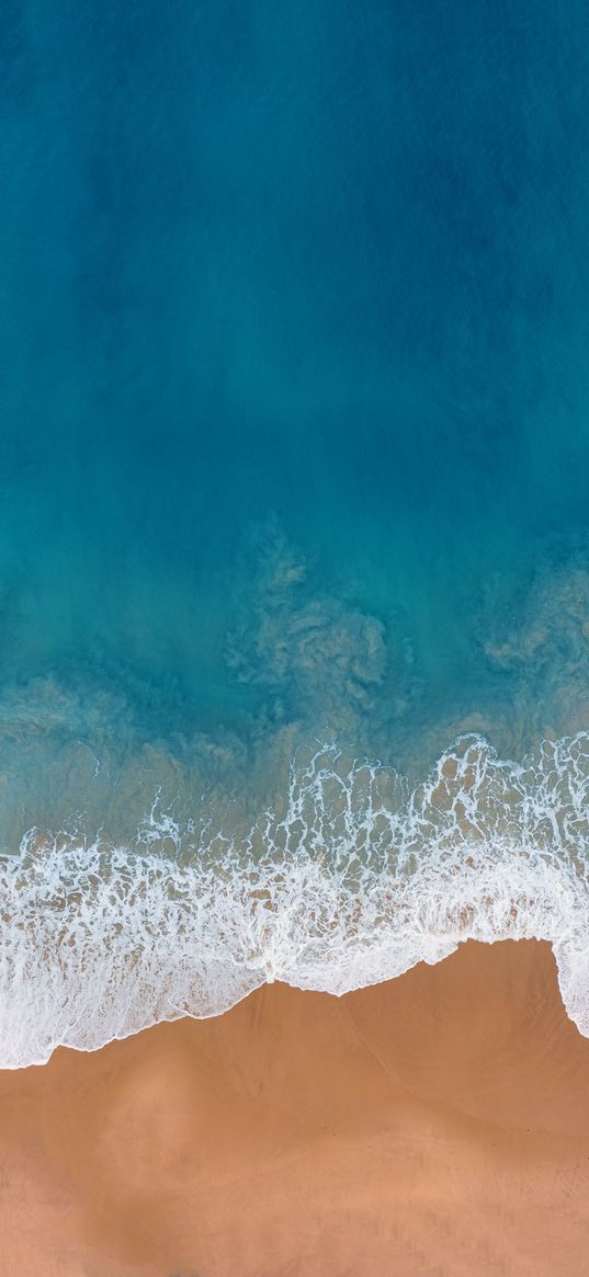 sea, beach, sand, wave, top view, nature