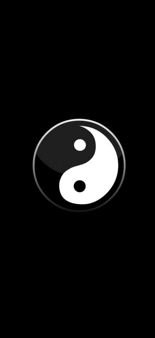 yin and yang, dark background, black, white, minimalism