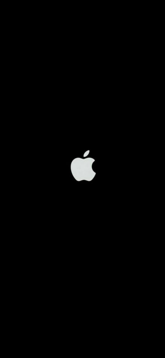 apple, dark background, white, minimalism