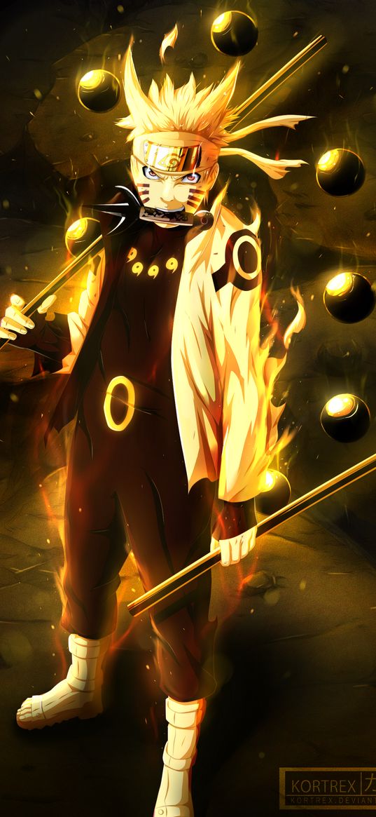 naruto, anime, character, boy, fire, sage mode