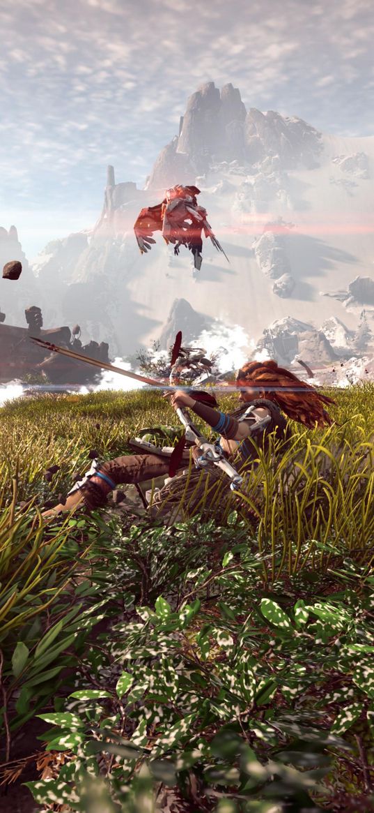 horizon zero dawn, aloy, game console, character, field