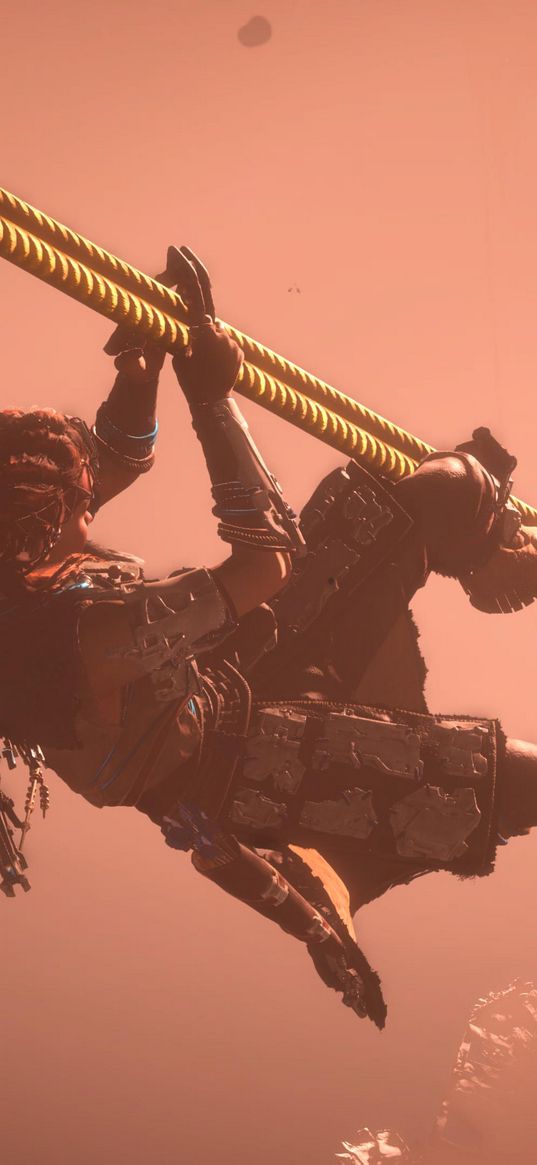 horizon zero dawn, aloy, game console, character, rope, wallpaper