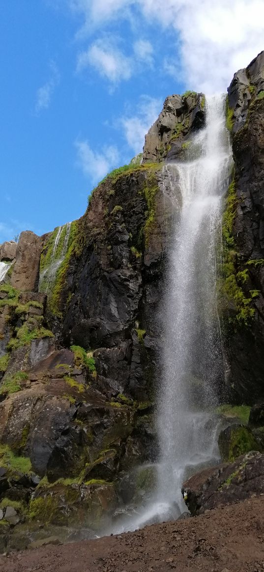 nature, waterfall, iceland, mountains