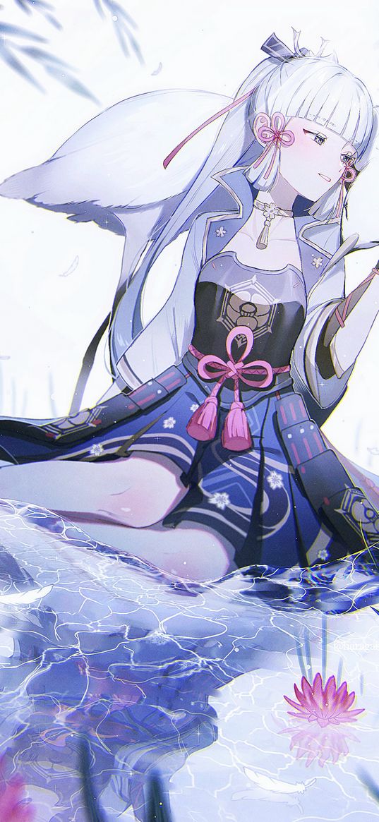 kamisato ayaka, genshin impact, games, girl, anime, art, water