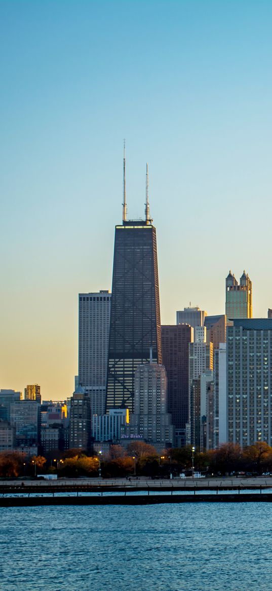 buildings, embankment, sea, city, chicago