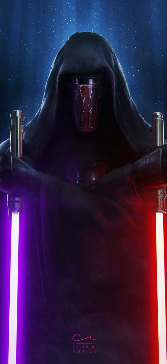 star wars, revan, cinema, lightsabers, weapons, light, art