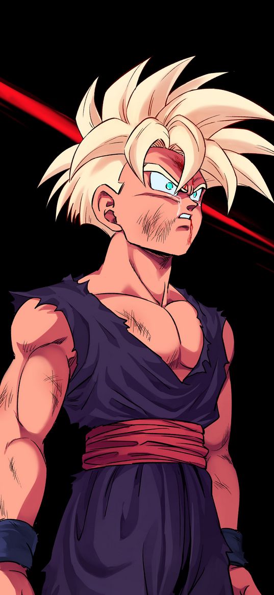 dragon ball, dragon ball z, anime, gohan, black background