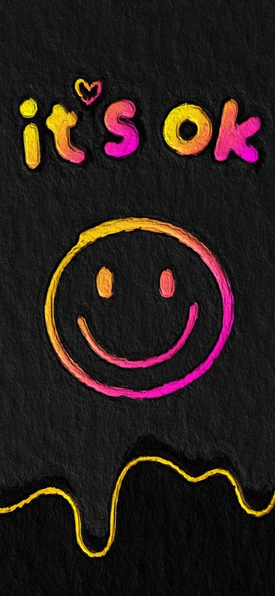 its ok, smiley, pink, yellow, drawing