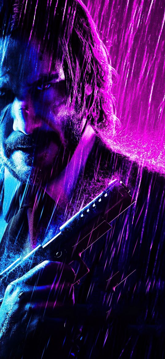 keanu, john wick, amoled, character, art, neon