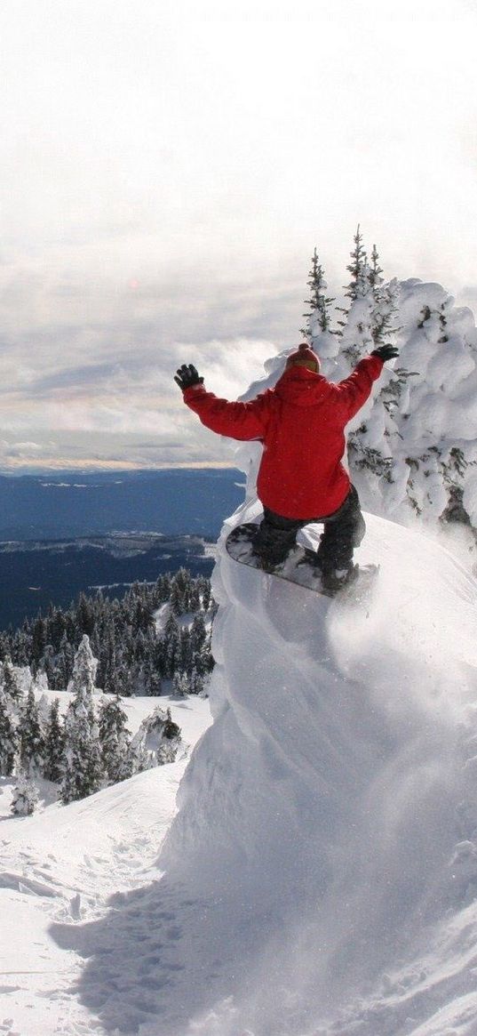 snowboard, extreme, winter, descent