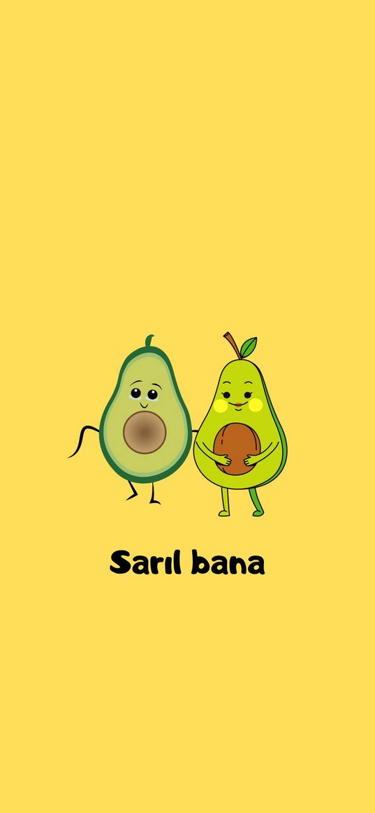 avocado, love, couple, pregnancy, yellow background