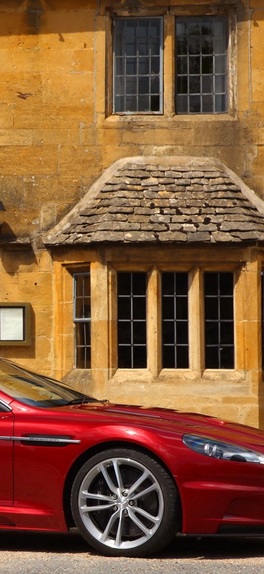 aston martin, dbs, 2009, red, side view, cabriolet, auto, home