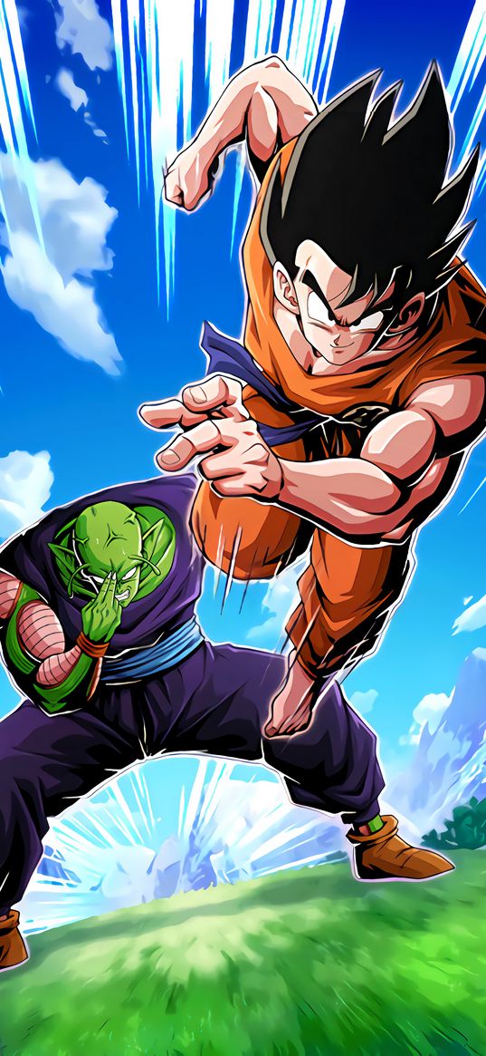 goku, piccolo, dokkan, dragon ball z, anime