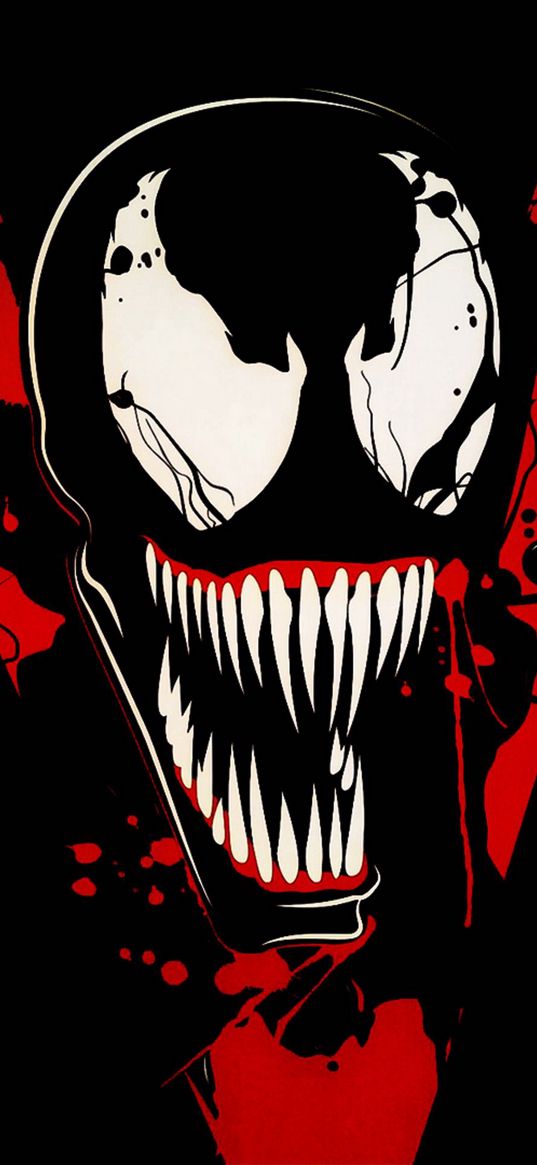 venom, character, fangs, black background